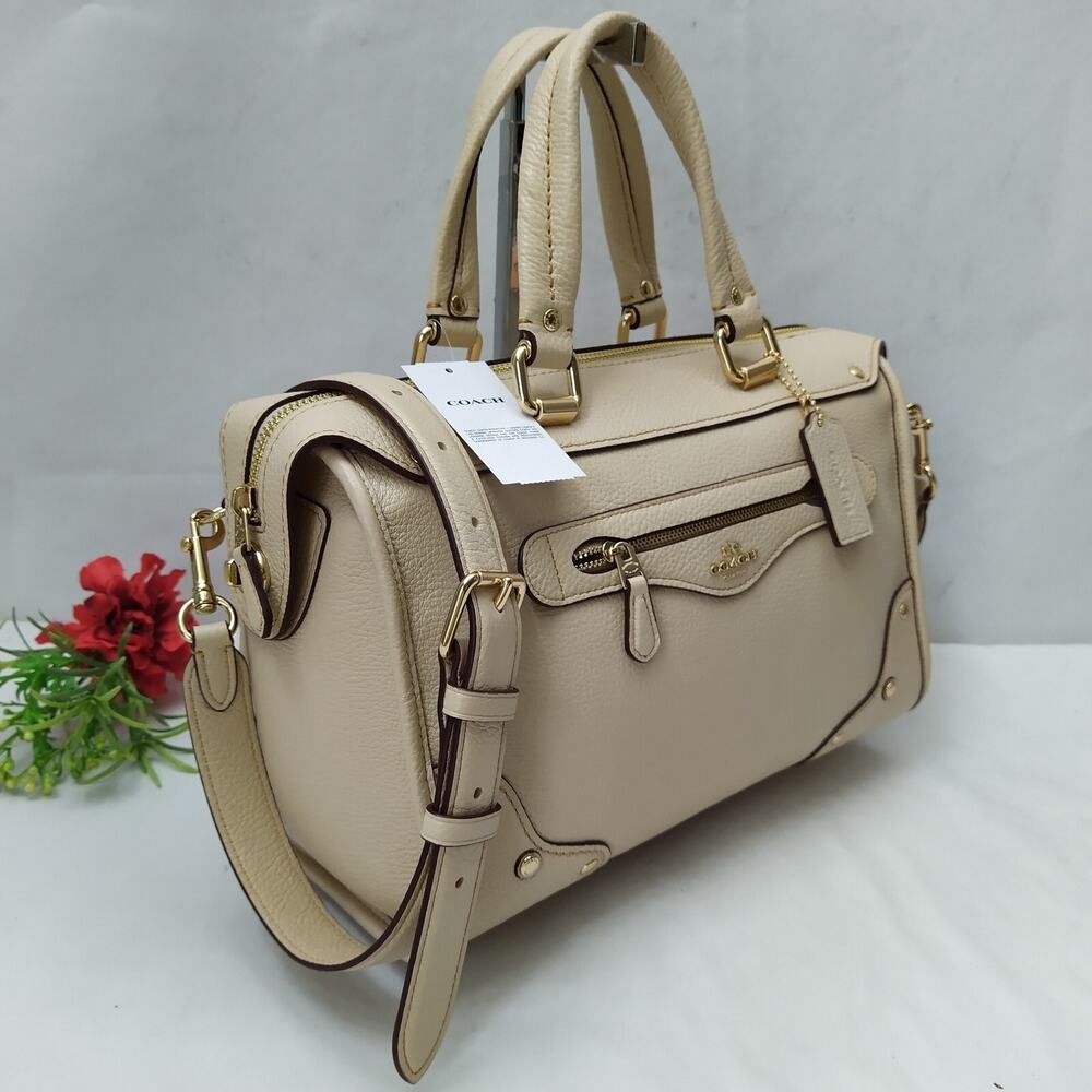 Coach Millie Ivory Pebbled Leather Top Handle Satchel Bag - NWT $550 - Picture 3 of 15